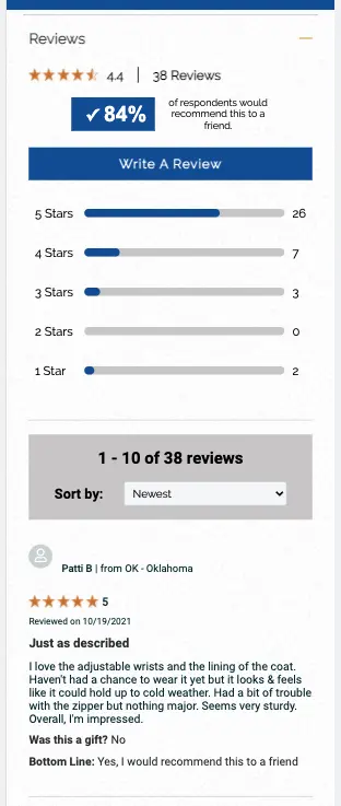 Amerimark Product Review Section, Mobile